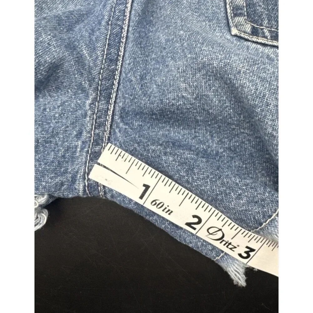 VTG Carters Watch The Wear Girls Blue Denim‎ Raw Hem Shortalls Overalls Sz 6X
